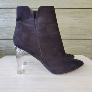 Marc New York Amelia 4" Black Booties with Clear Heels Boots Shoes Size 8.5 M